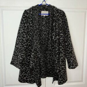Marisa & Marie Cardigan Womens M Wool Blend Animal Print Waterfall Open Front